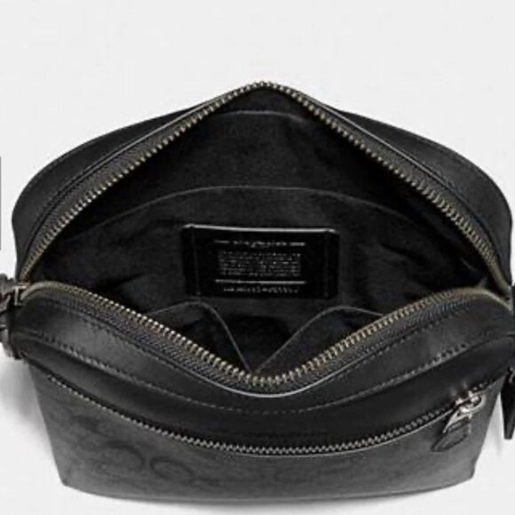 Coach Men's Houston Flight Bag Signature Canvas&Leather Charcoal Black NWT - Picture 3 of 5